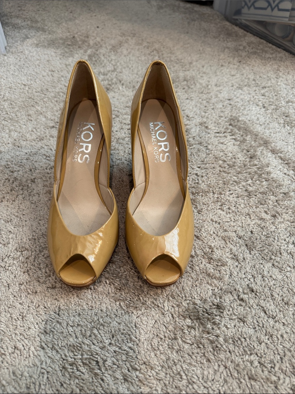 Michael Kors Yellow Patent Peep-Toe Heels